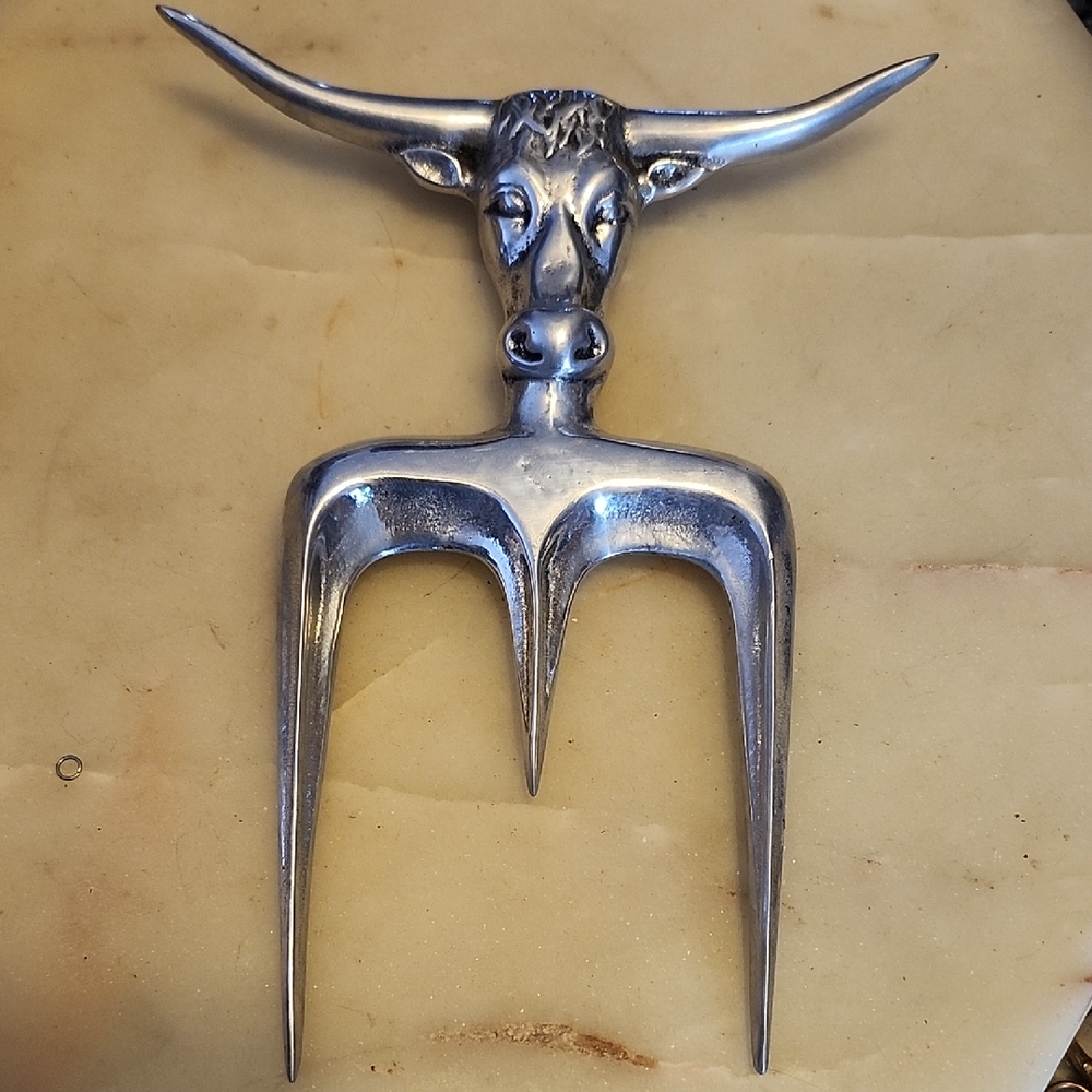 Vintage Bruce Fox Longhorn Bull Carving Fork